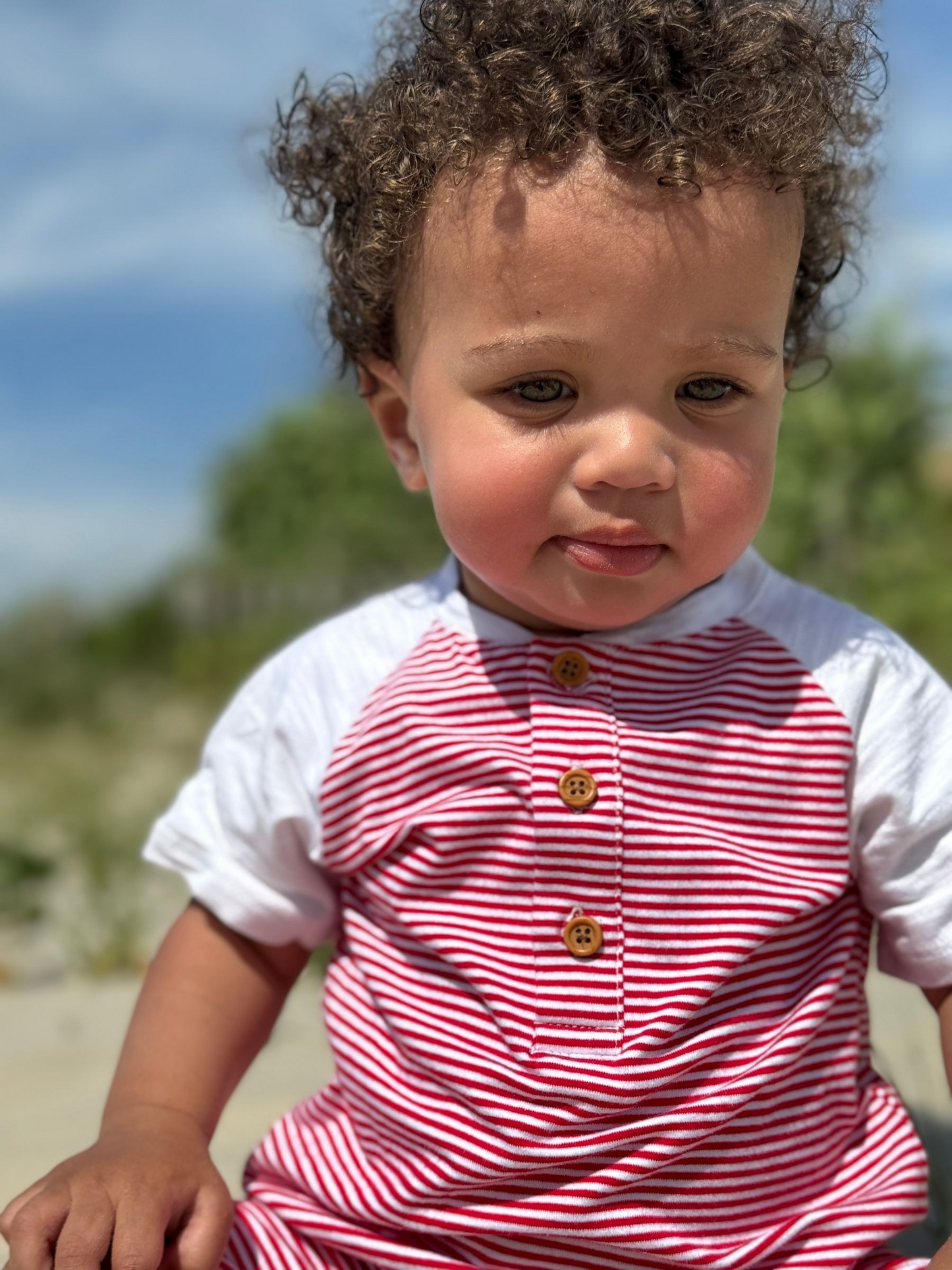 *NEW* AFLOAT Raglan Romper - Red/White Stripe