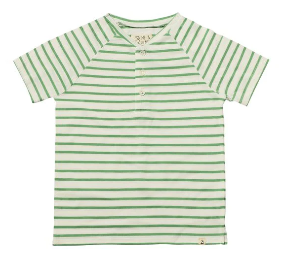 *NEW* FRIGAT Raglan Henley - Green/White Stripe