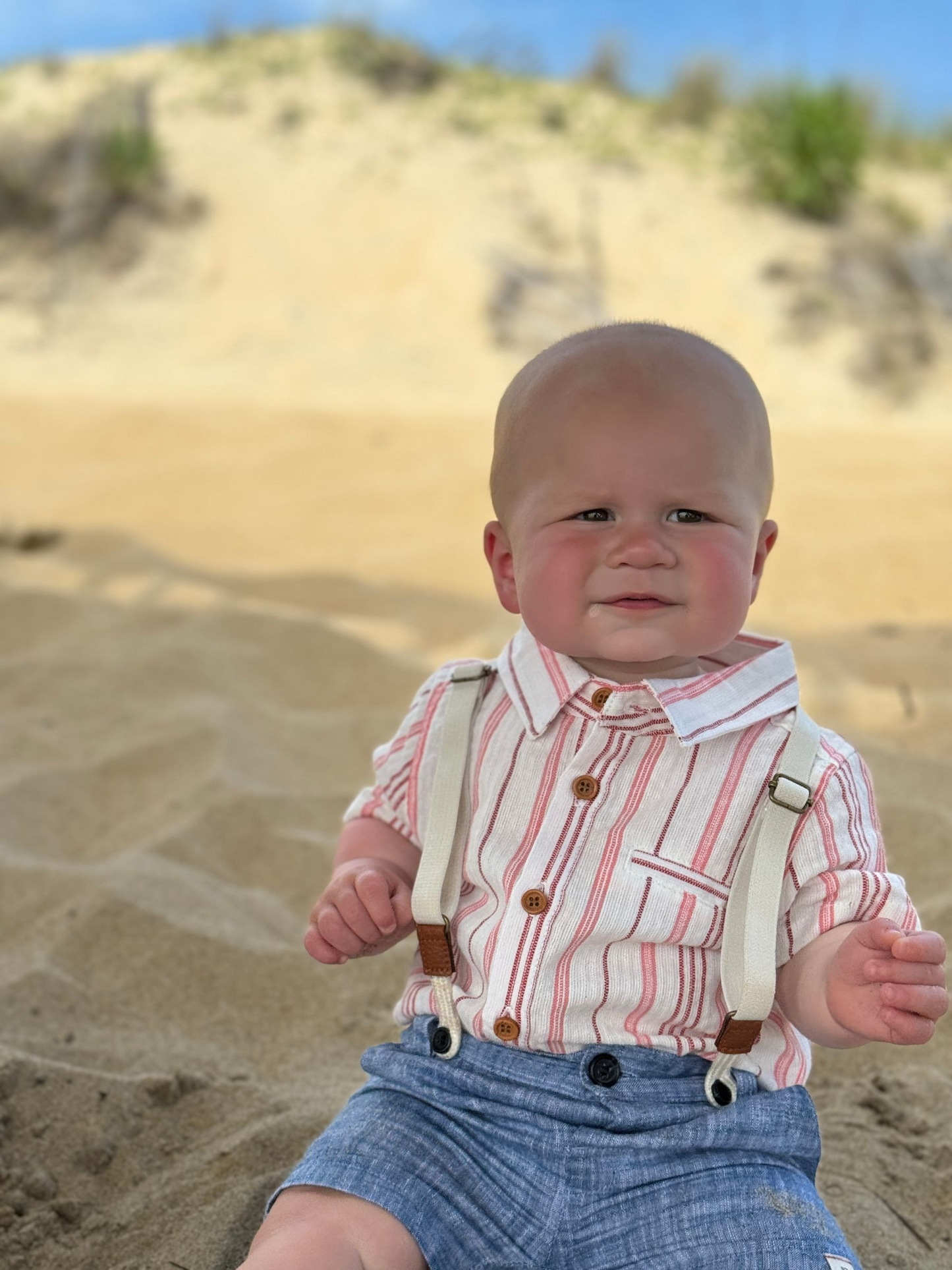 *NEW* HELFORD Woven Onesie - Coral/White Stripe