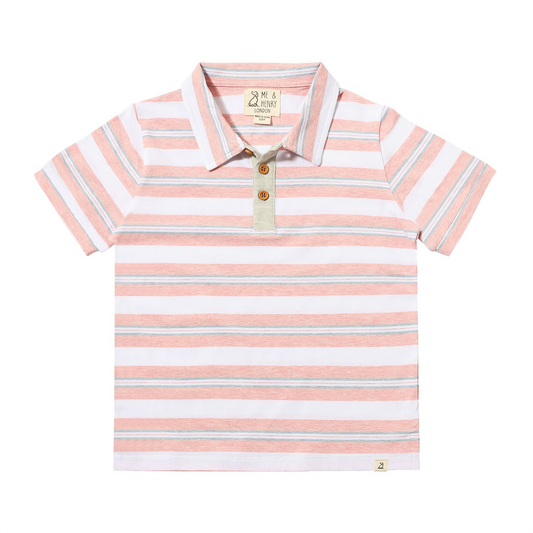 *NEW* SHIPPING Polo - Pink/Grey/White Stripe